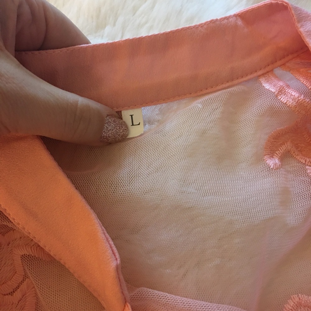 Rose Blush Pink Tank Top with Lace - Picture 3 of 5